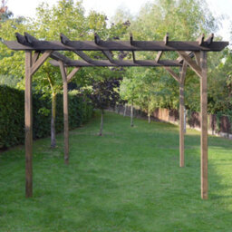 Rutland County Garden Furniture Freestanding Double Garden Pergola - Rustic Brown - 3M Width X 3M Length - 4 Posts - thumbnail 3