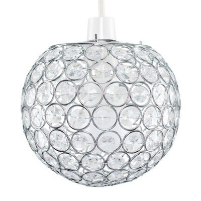 Valuelights Ducy Modern Chrome Globe Ceiling Light Shade With Acrylic Crystal Effect Jewels (D)18Cm - image 1