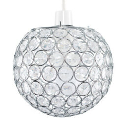 Valuelights Ducy Modern Chrome Globe Ceiling Light Shade With Acrylic Crystal Effect Jewels (D)18Cm