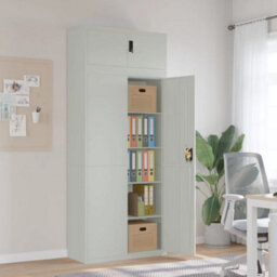 Berkfield File Cabinet Light Grey 90X40X220 Cm Steel - thumbnail 1