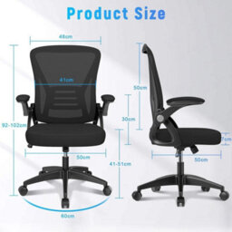 Ergonomic Mid Back Office Chair With Flip-Up Armrests - thumbnail 2