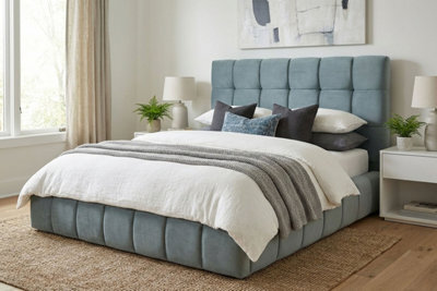 Stratus Interiors Cloud Bed Fabric Cubed Platform Bed Optional Storage - Doorstep Delivery Only No Assembly - Super King - Gas Lift Ottoman Storage - image 1