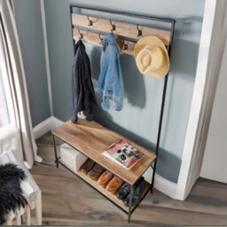 Rafaelo Mobilia Industrial Coat Rack Stand With 2 Shelves & 7 Hooks - thumbnail 3
