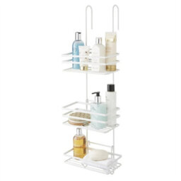 Shower Caddy 3 Tier Bathroom Storage Organiser Hanging Basket Metallic White