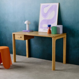Sweeek - Rubberwood Desk With Oak Veneer And 1 Natural Drawer - L 120 X W 60 X H 75 Cm - Garance - thumbnail 3