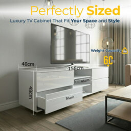 "Homeology Avitus Premium High Gloss White With 4-White Drawers And 2 Shelves Up To 65"" Led/oled/lcd Tv Cabinet" - thumbnail 9