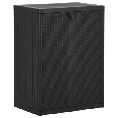 Walplus Garden Storage Cabinet Black 65X45X88 Cm Pp Rattan - image 1