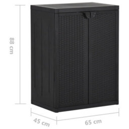 Walplus Garden Storage Cabinet Black 65X45X88 Cm Pp Rattan - thumbnail 8