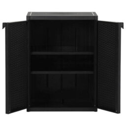 Walplus Garden Storage Cabinet Black 65X45X88 Cm Pp Rattan - thumbnail 4