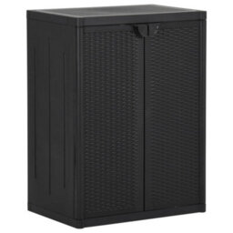 Walplus Garden Storage Cabinet Black 65X45X88 Cm Pp Rattan