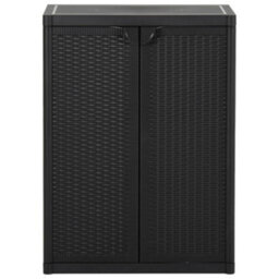 Walplus Garden Storage Cabinet Black 65X45X88 Cm Pp Rattan - thumbnail 2