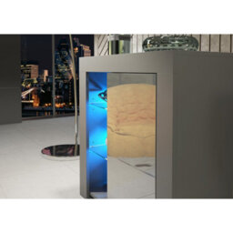 Sideboard Serene 83Cm - Dark Grey With Gloss Doors And Led Lights - thumbnail 3