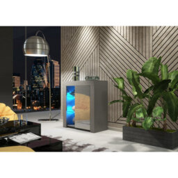 Sideboard Serene 83Cm - Dark Grey With Gloss Doors And Led Lights - thumbnail 2