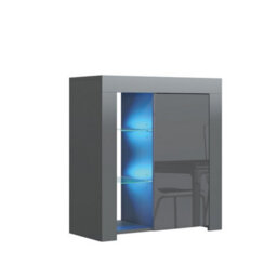 Sideboard Serene 83Cm - Dark Grey With Gloss Doors And Led Lights - thumbnail 8