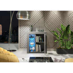 Sideboard Serene 83Cm - Dark Grey With Gloss Doors And Led Lights - thumbnail 7