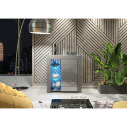 Sideboard Serene 83Cm - Dark Grey With Gloss Doors And Led Lights - thumbnail 6