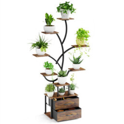 Plant Stand Indoor W/ Grow Lights & 2 Storage Drawers For Living Room - thumbnail 3