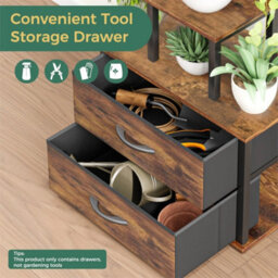Plant Stand Indoor W/ Grow Lights & 2 Storage Drawers For Living Room - thumbnail 4