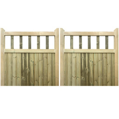 Ruby UK Ruby T&g Entrance Gate Pair Ruby Cottage Mortise & Tenon Wooden Driveway Gates 3.6M Wide (As Pair) X 0.9M High - image 1
