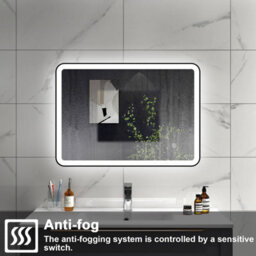 Sline 700X500mm Bathroom Led Mirror With 3-Colour Light Modes Memory Function Demister Pad Black Metal Frame - thumbnail 4