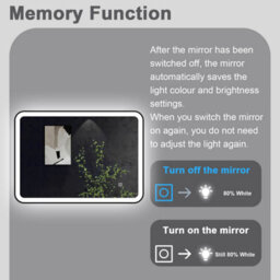 Sline 700X500mm Bathroom Led Mirror With 3-Colour Light Modes Memory Function Demister Pad Black Metal Frame - thumbnail 6
