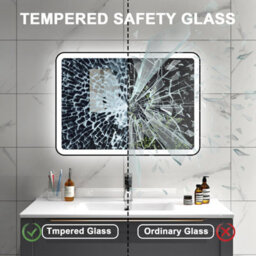 Sline 700X500mm Bathroom Led Mirror With 3-Colour Light Modes Memory Function Demister Pad Black Metal Frame - thumbnail 5