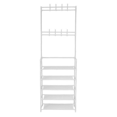 Metal Coat Hat Stand 8 Hooks With 5 Tier Shoe Rack - image 1