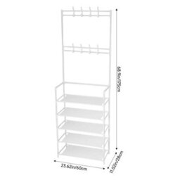 Metal Coat Hat Stand 8 Hooks With 5 Tier Shoe Rack - thumbnail 2