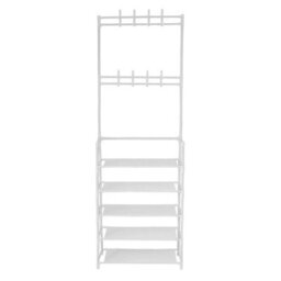 Metal Coat Hat Stand 8 Hooks With 5 Tier Shoe Rack - thumbnail 1