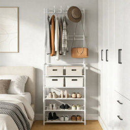 Metal Coat Hat Stand 8 Hooks With 5 Tier Shoe Rack - thumbnail 5