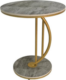Hygrad Built to Survive C Shaped Half Moon Round Sintered Stone Slab/metal End Coffee Sofa Bed Side Centre Table With Metal Legs - thumbnail 7