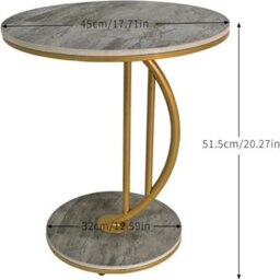 Hygrad Built to Survive C Shaped Half Moon Round Sintered Stone Slab/metal End Coffee Sofa Bed Side Centre Table With Metal Legs - thumbnail 3