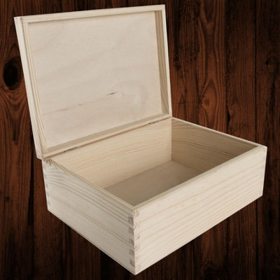 Woodeedoo Medium Rectangular Wooden Box With Lid For Keepsakes Gifts Crafts Decoupage Pyrography Diy Engraving 22 X 16.5 X 9 Cm - image 1