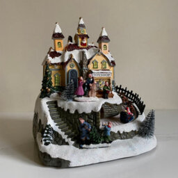 Selections Christmas Village Toy Shop Scene Ornament With Lights Moving Santa Sleigh And Sound - thumbnail 3