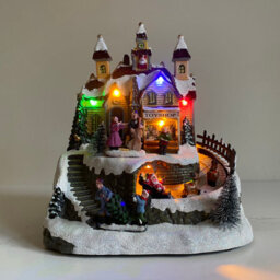 Selections Christmas Village Toy Shop Scene Ornament With Lights Moving Santa Sleigh And Sound - thumbnail 1