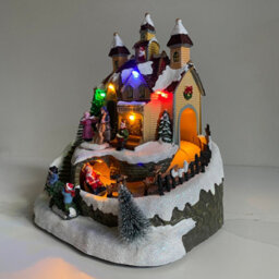 Selections Christmas Village Toy Shop Scene Ornament With Lights Moving Santa Sleigh And Sound - thumbnail 2