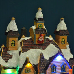 Selections Christmas Village Toy Shop Scene Ornament With Lights Moving Santa Sleigh And Sound - thumbnail 7