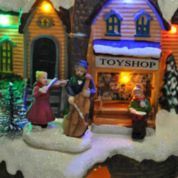Selections Christmas Village Toy Shop Scene Ornament With Lights Moving Santa Sleigh And Sound - thumbnail 5