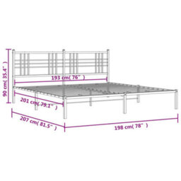 Berkfield Metal Bed Frame Without Mattress With Headboard Black 193X203Cm - thumbnail 8