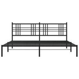 Berkfield Metal Bed Frame Without Mattress With Headboard Black 193X203Cm - thumbnail 4