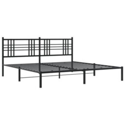 Berkfield Metal Bed Frame Without Mattress With Headboard Black 193X203Cm - thumbnail 3