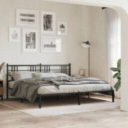 Berkfield Metal Bed Frame Without Mattress With Headboard Black 193X203Cm - thumbnail 1