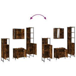 Berkfield 4 Piece Bathroom Cabinet Set Smoked Oak Engineered Wood - thumbnail 9