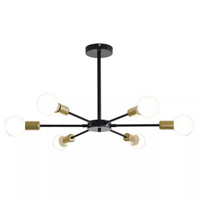 Ceiling Light Semi Flush Mount E27 Black And Gold Chandelier Fixture - image 1