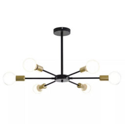 Ceiling Light Semi Flush Mount E27 Black And Gold  Chandelier Fixture