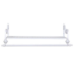 Living And Home White Iron Wall Mounted Clothes Rail Clothing Hanging Rack Garment Shoe Display Shelf With Storage Shelf L 900 mm - thumbnail 5