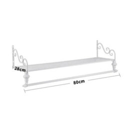 Living And Home White Iron Wall Mounted Clothes Rail Clothing Hanging Rack Garment Shoe Display Shelf With Storage Shelf L 900 mm - thumbnail 6
