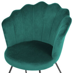 Wyld And Coco Armless Green Velvet Shell-Back Chair With Black Metal Frame, Compact Accent Armchair (W67 X D70 X H86Cm) - thumbnail 5