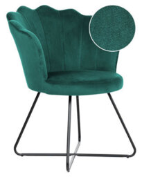 Wyld And Coco Armless Green Velvet Shell-Back Chair With Black Metal Frame, Compact Accent Armchair (W67 X D70 X H86Cm) - thumbnail 3