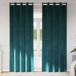 Berkfield Curtains Dark Green Polyester 140 X 260 Cm Curtains Rectangular
